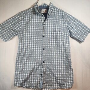 Sovereign Code Boys Short Sleeve Button Down Shirt Blue Geometric Size 18/20